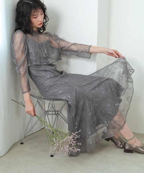 Kana ドレス 3way レースボレロセット フレア パーティー ドレス 2点