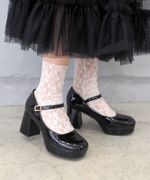 byあしながおじさん パンプス 厚底チャンキーストラップパンプス