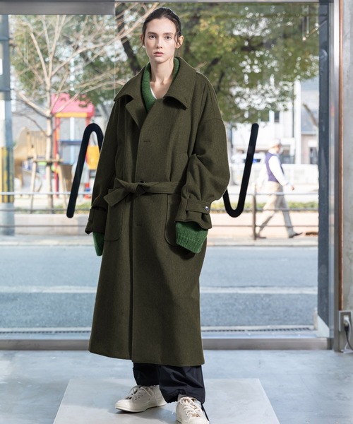 WOOL BEAVER STAND COLLAR LONG COAT サイズ2 VOAAOV S100 WOOL BEAVER