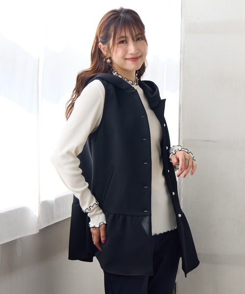 美品☆ローズティアラダンボールニットジレベスト黒大きいサイズ46