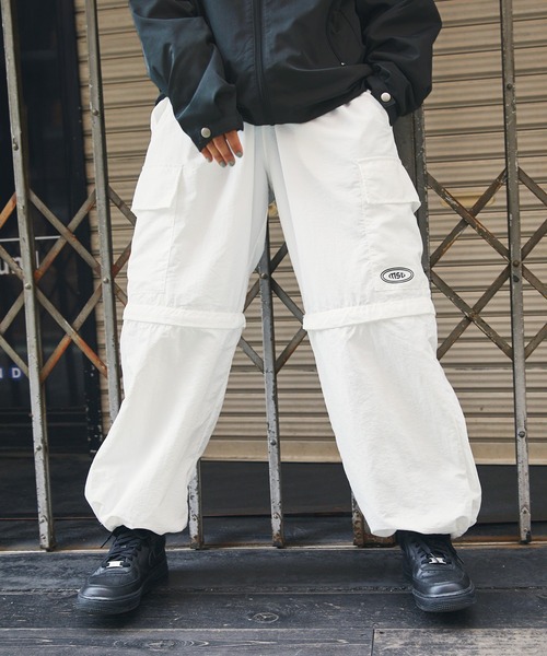 カーゴパンツ ナイロン2wayワイドカーゴパンツ サイドライン メンズ