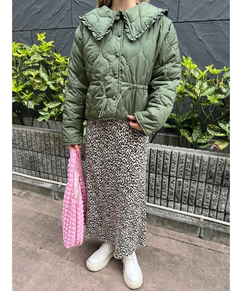 ジャケット ブルゾン フリルキルティングジャケット レディース