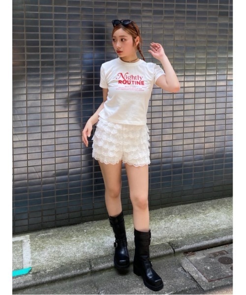 SLY（スライ） スラックス パンツ FRILL LACE S/PT フリル レース