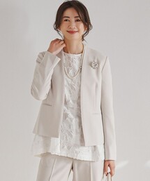 ジャケット ノーカラージャケット 「セットアップ対応/洗える」トリア
