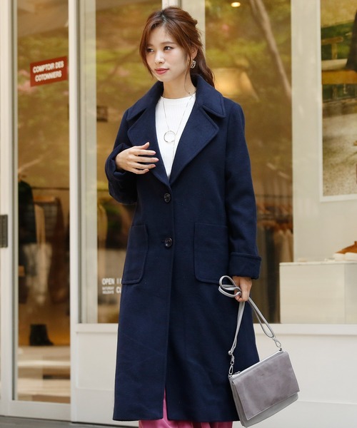 ElegChic コート チェスターコート ビッグポケットロングチェスター