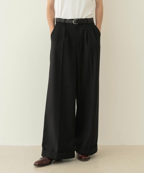 Camphor wood スラックス 2tuck wide baggy slacks / 2タックワイド