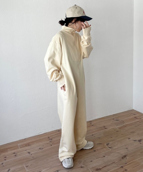 wee9s（ウィークス） オールインワン high neck half zip up sweat all