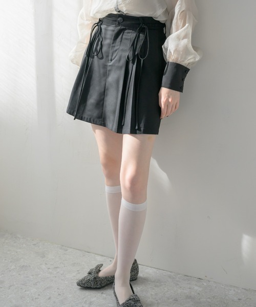 スカート 2way ribbon belt mini skirt/ウエストリボンタックミニ