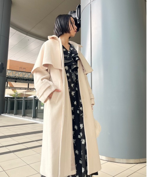 emmi コート チェスターコート 「emmi atelier」ECO WOOLケープ付き