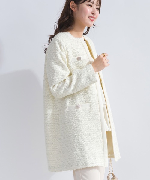 PICCIN PERLA ノーカラーコート コート 「セットアップ可能」ポケット