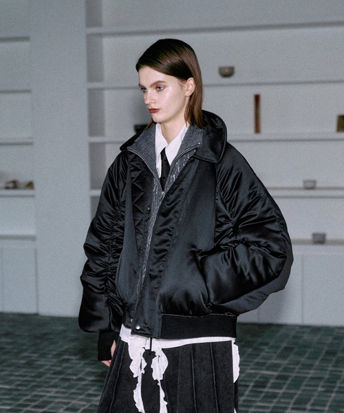 ブルゾン アウター Vintage satin gather blouson / ヴィンテージ