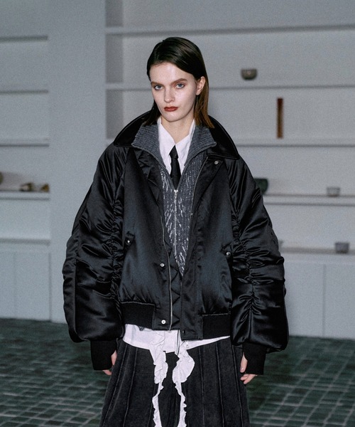 ブルゾン アウター Vintage satin gather blouson / ヴィンテージ
