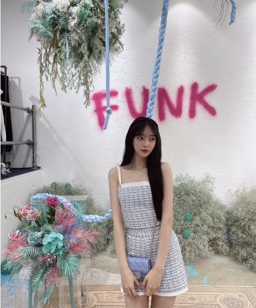 MimiChaton パンツ 「 」 mimi blue tweed pants（ツイードショート