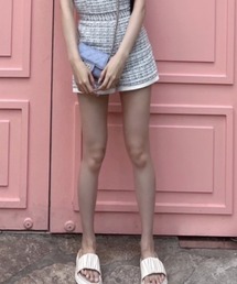 MimiChaton パンツ 「 」 mimi blue tweed pants（ツイードショート