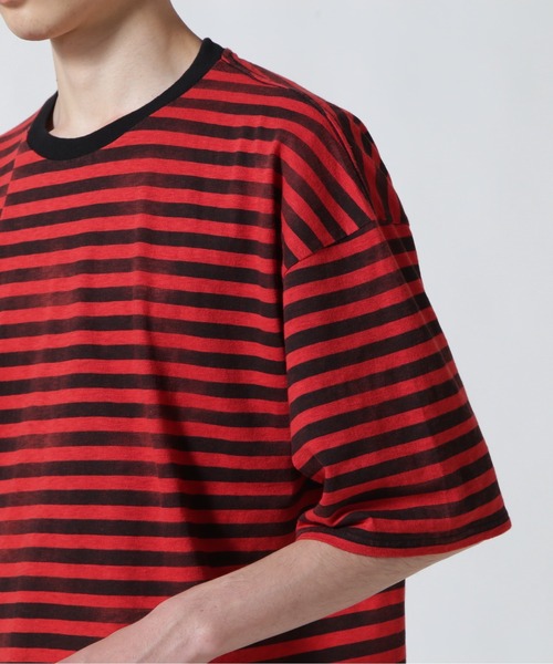 MINEDENIM（マインデニム） tシャツ Hazy Border Uneven Loose T-SH