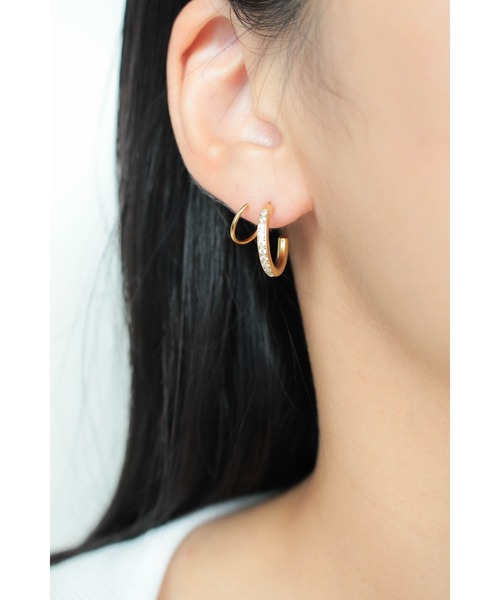 ebine ピアス Screw Zircon Hoop Pierce レディース : ZOZOTOWN Yahoo