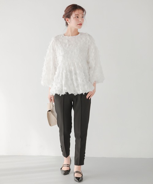 Fit more（フィットモア） ブラウス シャツ フラワーモチーフロング