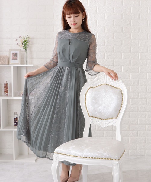 Lace Ladies（レースレディース） ドレス ビスチェ風シフォンプリーツ