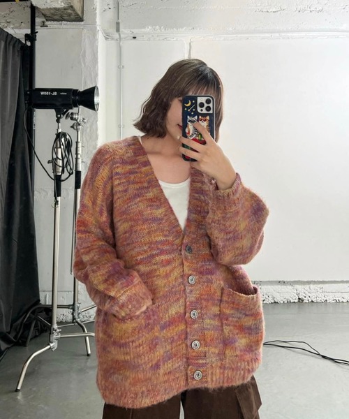 カーディガン グラデーションカラーモヘアライクカーデ レディース