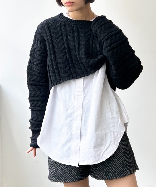 ニット クロップド丈ケーブルニット : ZOZOTOWN Yahoo!店 - 通販