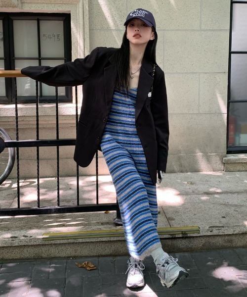 ワンピース マルチストライプニットキャミワンピース : ZOZOTOWN Yahoo