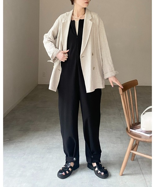 She's Closet オールインワン 前後2wayVネックノースリーブ裾ボタン