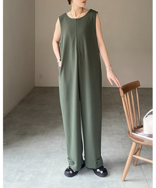 She's Closet オールインワン 前後2wayVネックノースリーブ裾ボタン