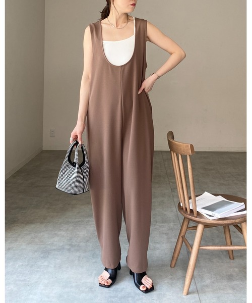 She's Closet オールインワン 前後2wayVネックノースリーブ裾ボタン