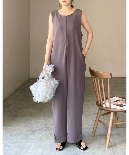 She's Closet オールインワン 前後2wayVネックノースリーブ裾ボタン