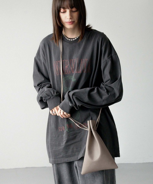 ショルダーバッグ 「Alfred Alex」synthetic leather drawstring