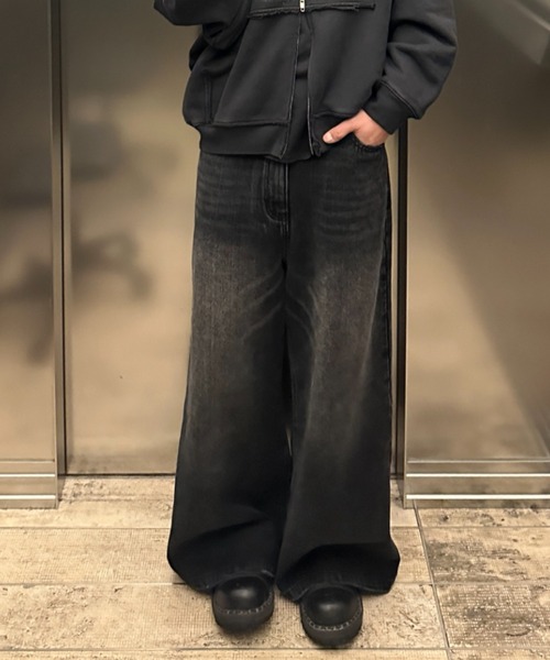 MASONPRINCE ジーンズ サイドベルト ワイドフレアデニムパンツ NZK6069