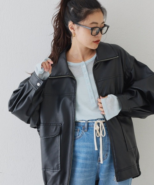 Rose Muse（ロゼミューズ） レザージャケット ライダース Curly fur