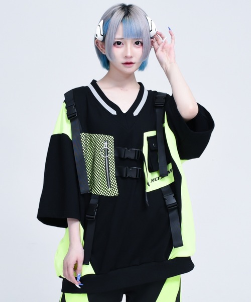 REFLEM（レフレム） tシャツ 「REFLEM/レフレム」サイバー切替ハーフ