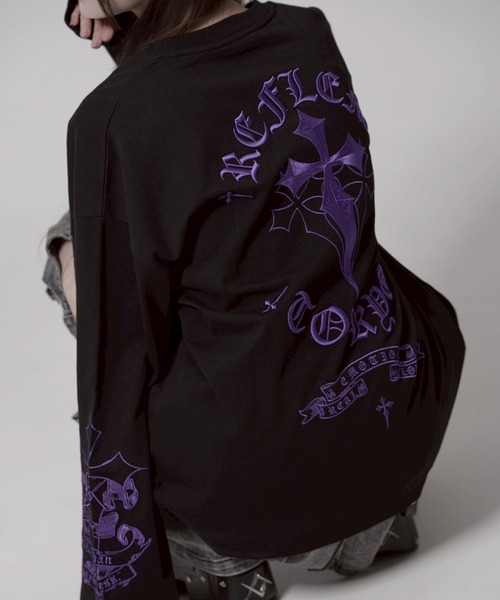 REFLEM（レフレム） tシャツ 「REFLEM/レフレム」クロス刺繍L/S Tee