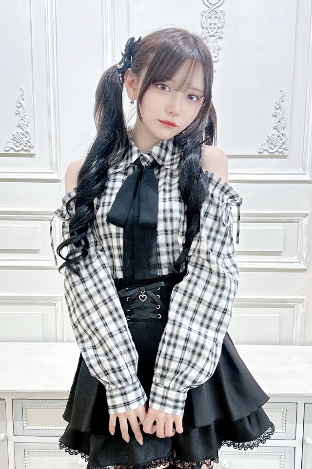 ROKSANDAロクサンダ リーフプリント ブラウス MA*RS】チェック肩あき