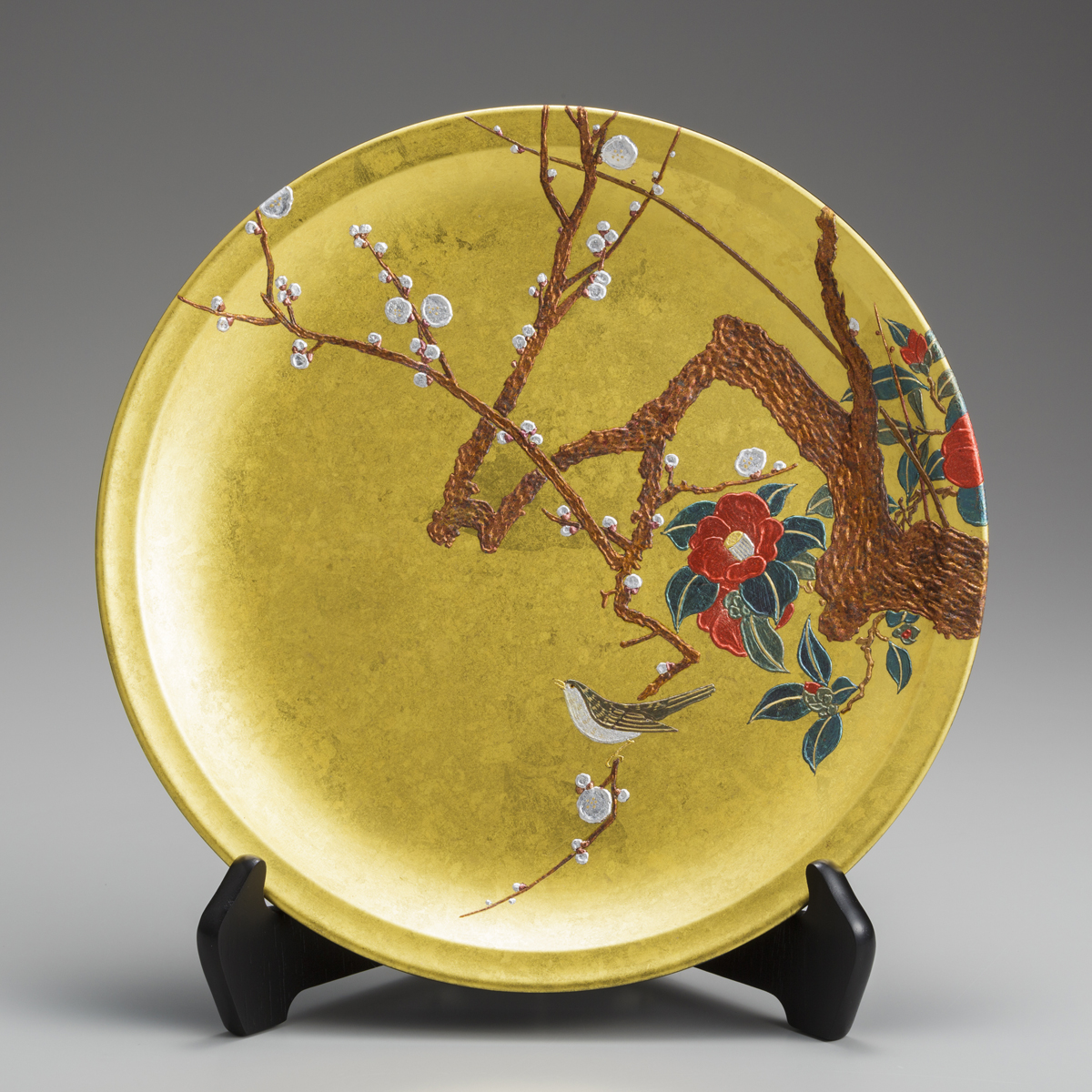 箔一 hakuichi 金箔 金沢箔 金沢 工芸品 飾り皿 梅椿にうぐいす