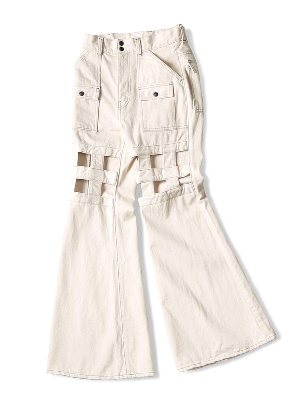 Kapital 14oz White Denim Wind Pen Bush Pants women K2203LP024