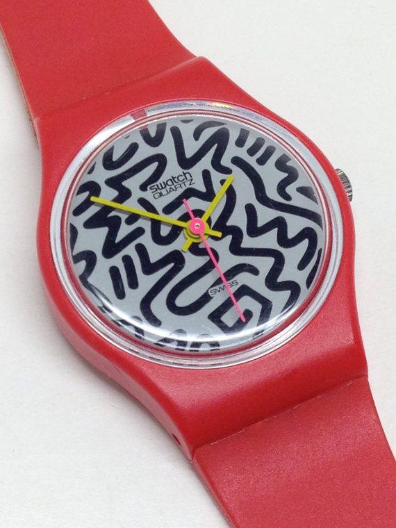 Vintage Ladies Swatch Watch Squiggly LR104 1984 by ThatIsSoFunny