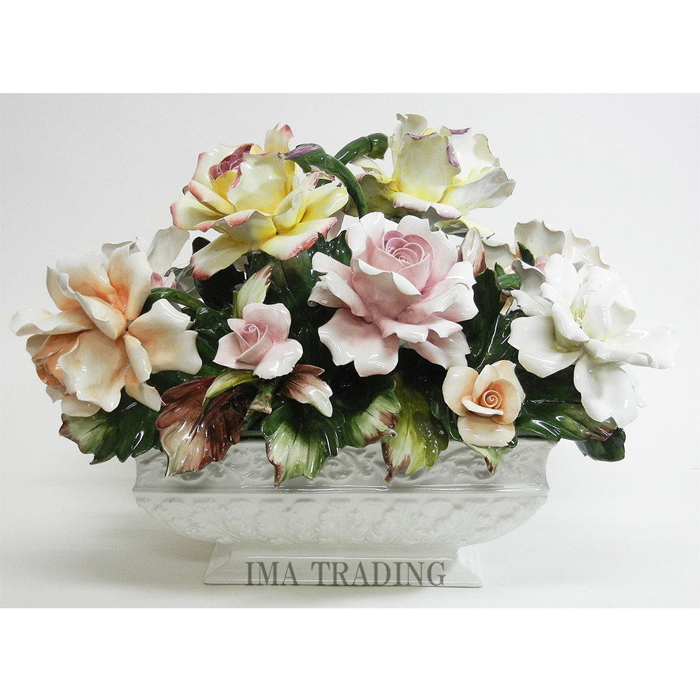 イタリア 陶花 置物 約24×20×20cm 楽天市場】陶花 置物 陶器 花