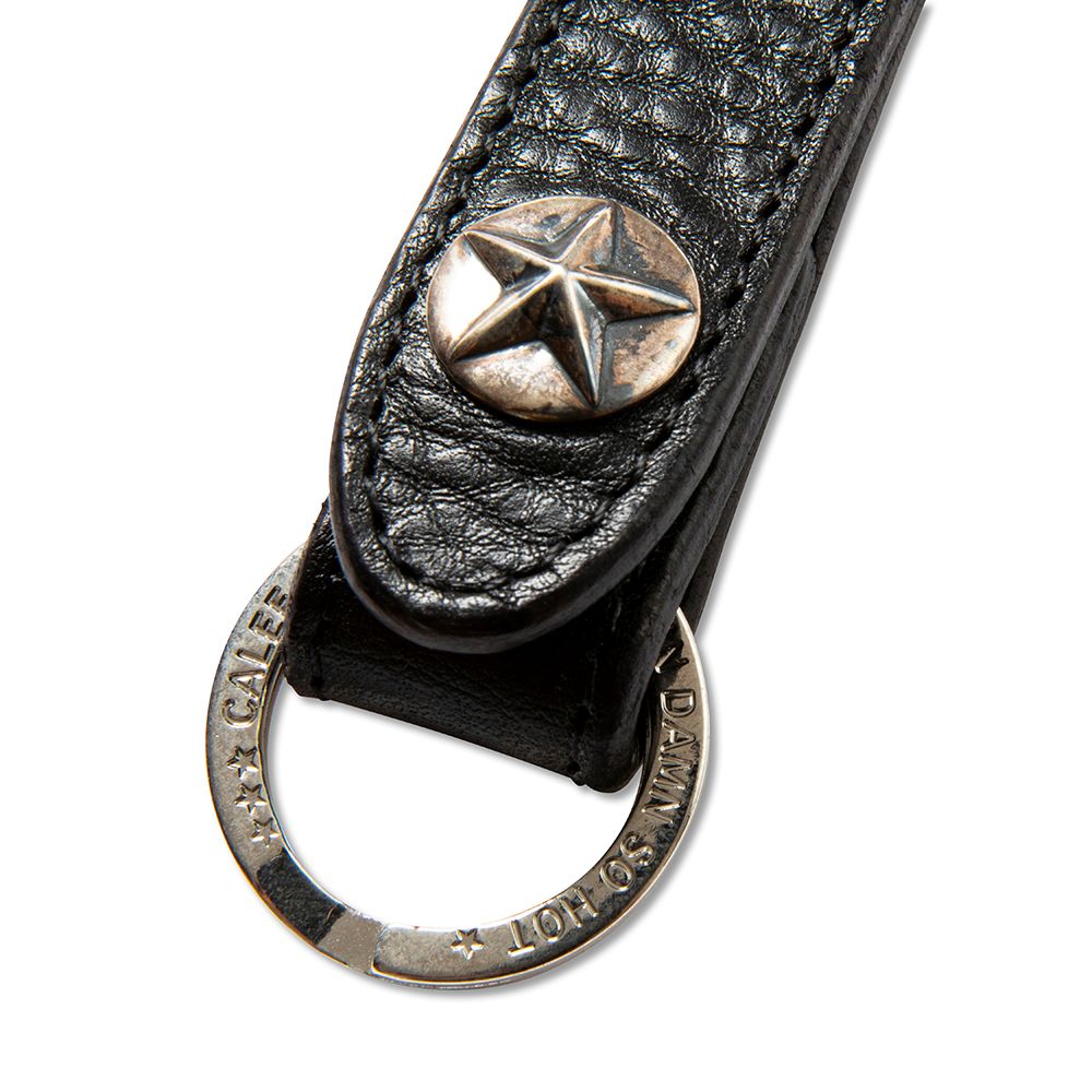 CALEE - 【ラスト1点】SILVER STAR CONCHO LEATHER KEY RING (BLACK