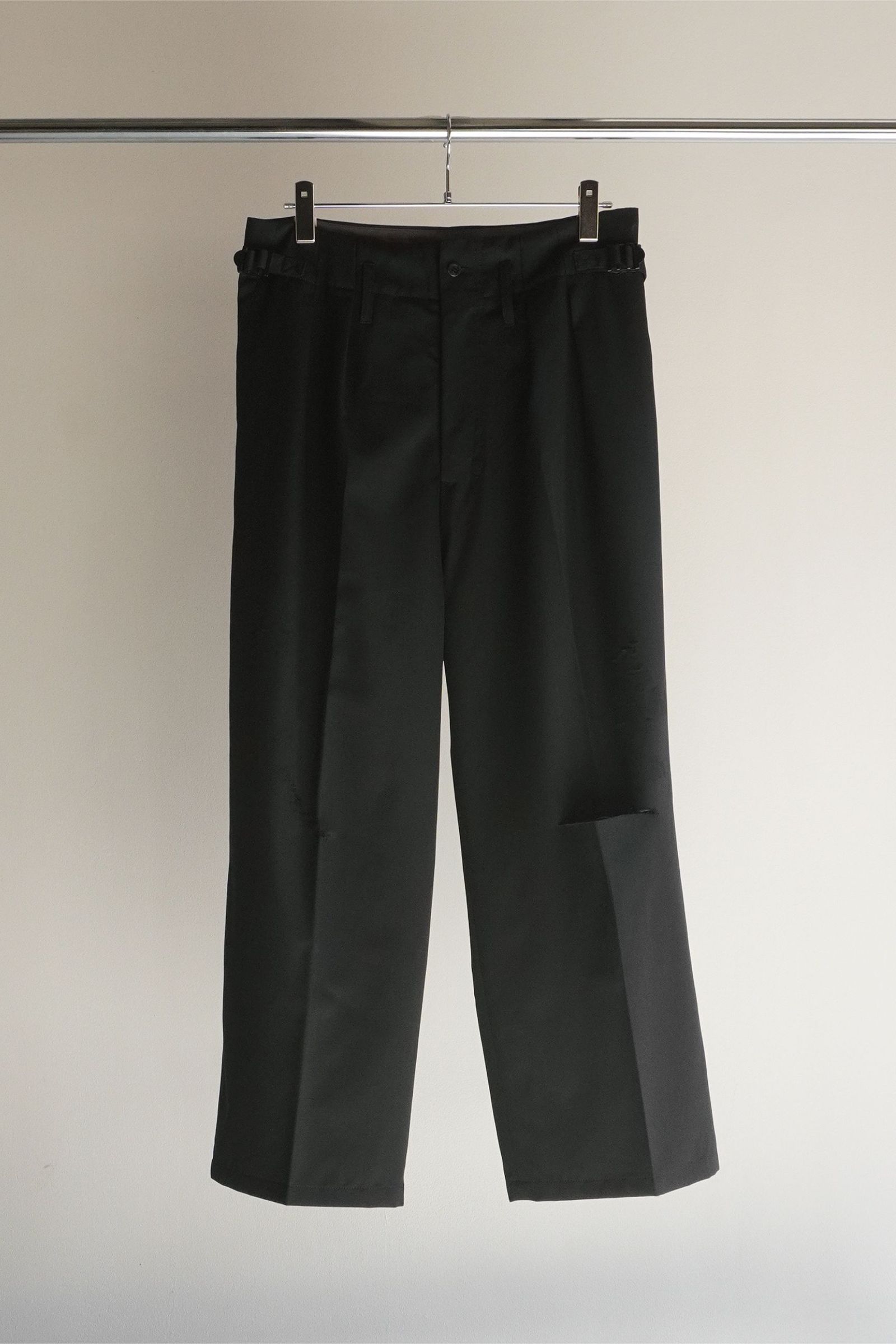ANCELLM - WOOL DAMAGE WIDE SLACKS | DARK OLIVE | スラックス | NapsNote