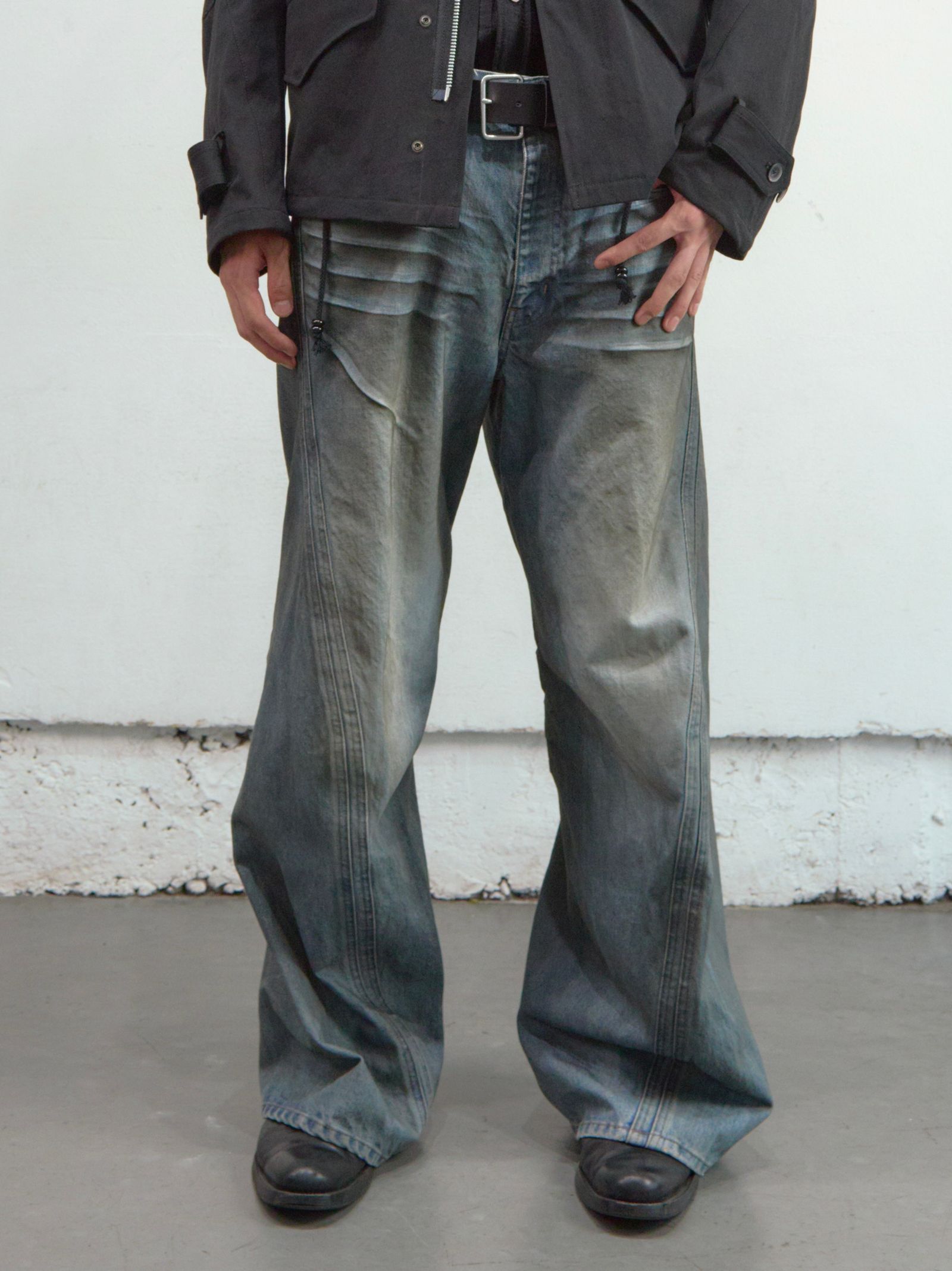 NVRFRGT - 【26SS】 3D ツイステッド ワイド レッグ ジーンズ デニム