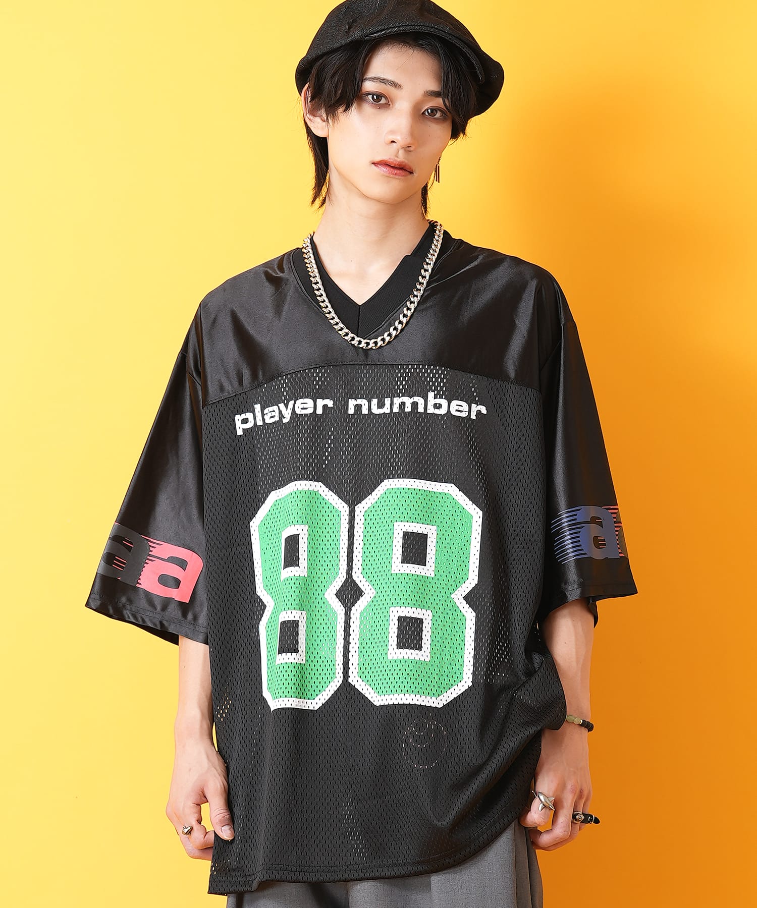 コンビメッシュナンバリングフットボールシャツ / 半袖 Tシャツ メンズ