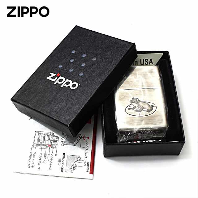 Zippo ジッポー カエル いきものモチーフ 動物 銀メッキいぶし 80050