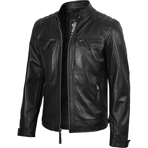 fjackets Real Lambskin Leather Jackets — Moto Quilted Cafe Racer
