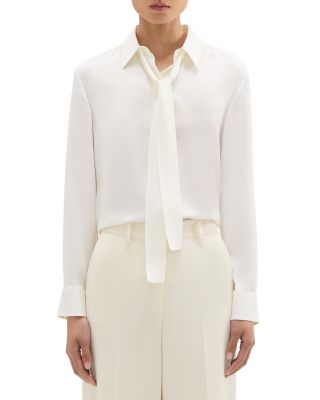 Theory Silk Tie Neck Blouse | Bloomingdale's