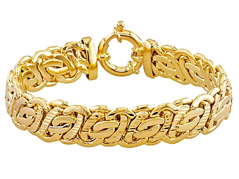 18k Yellow Gold Over Bronze Flat Byzantine Link Bracelet - BEC151B