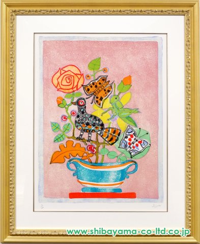 ポール・アイズピリ「不思議な花束より『蝶と鳥』」リトグラフ :: 絵画