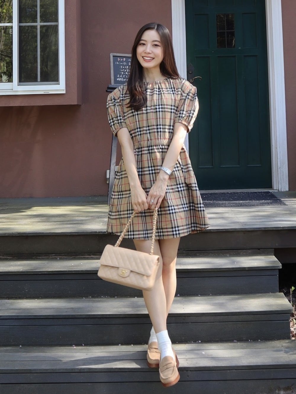 ミ*ン様 BURBERRY ノースリーブチェックワンピース 40 BURBERRY