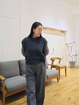 ナッピングウール2WAYベストを使った人気ファッションコーディネート